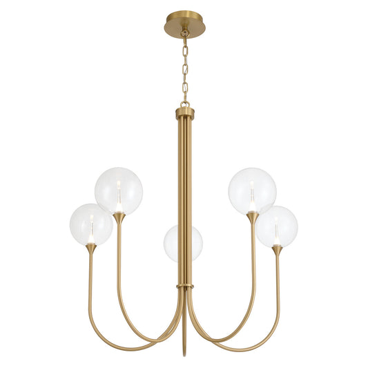 Eurofase Lighting Iissa 34" 5-Light Integrated LED Clear Glass Shade Gold Steel Chandelier