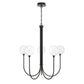 Eurofase Lighting Iissa 34" 5-Light Integrated LED Clear Glass Shade Matte Black Steel Chandelier