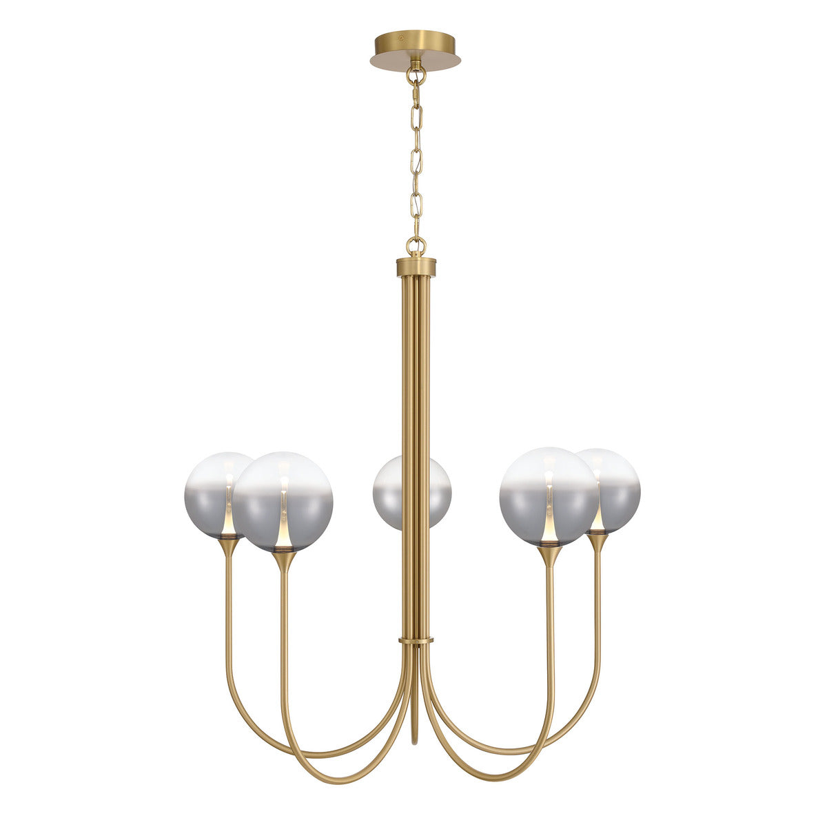 Eurofase Lighting Iissa 34" 5-Light Integrated LED Smoke Glass Shade Gold Steel Chandelier