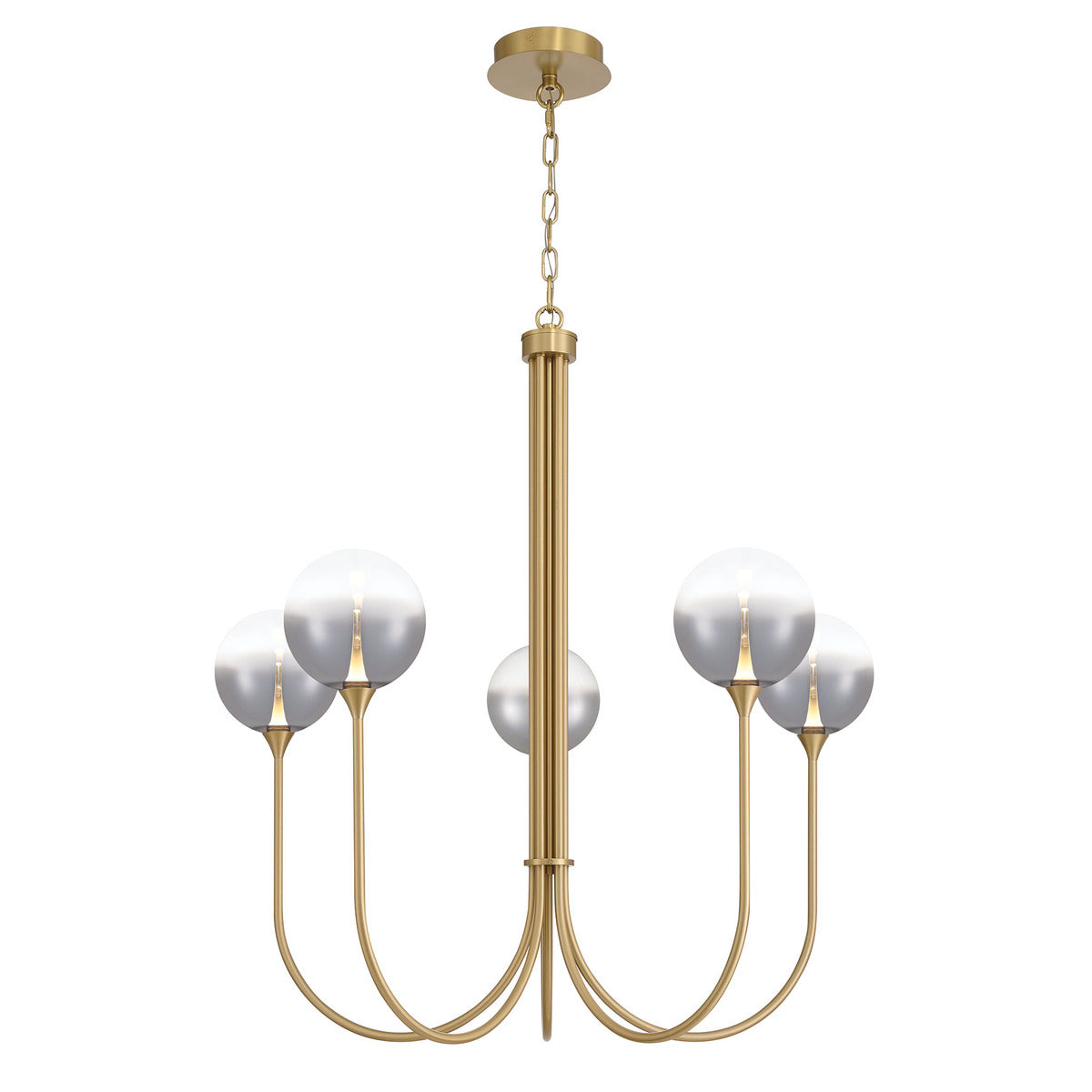 Eurofase Lighting Iissa 34" 5-Light Integrated LED Smoke Glass Shade Gold Steel Chandelier