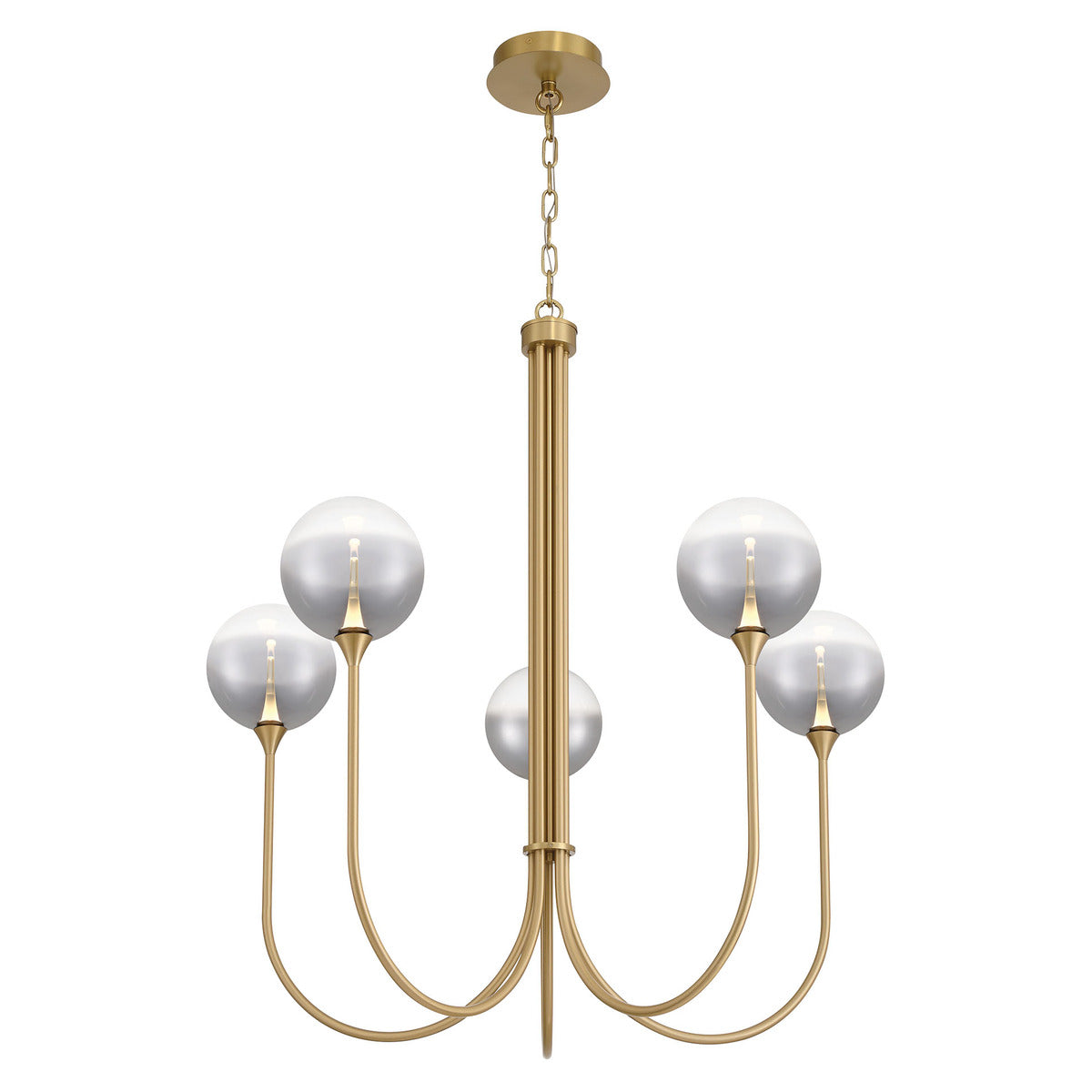 Eurofase Lighting Iissa 34" 5-Light Integrated LED Smoke Glass Shade Gold Steel Chandelier