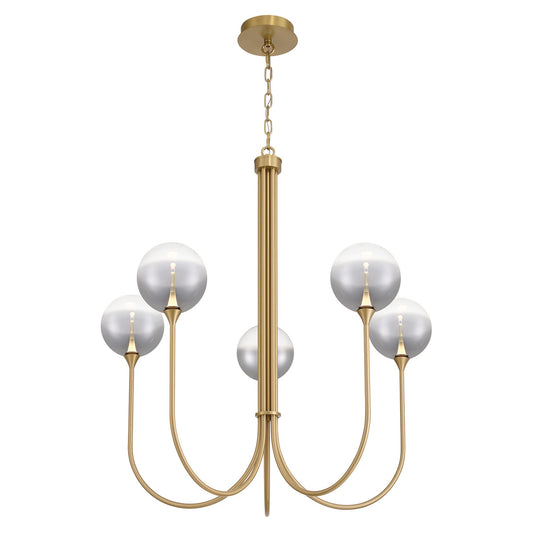 Eurofase Lighting Iissa 34" 5-Light Integrated LED Smoke Glass Shade Gold Steel Chandelier
