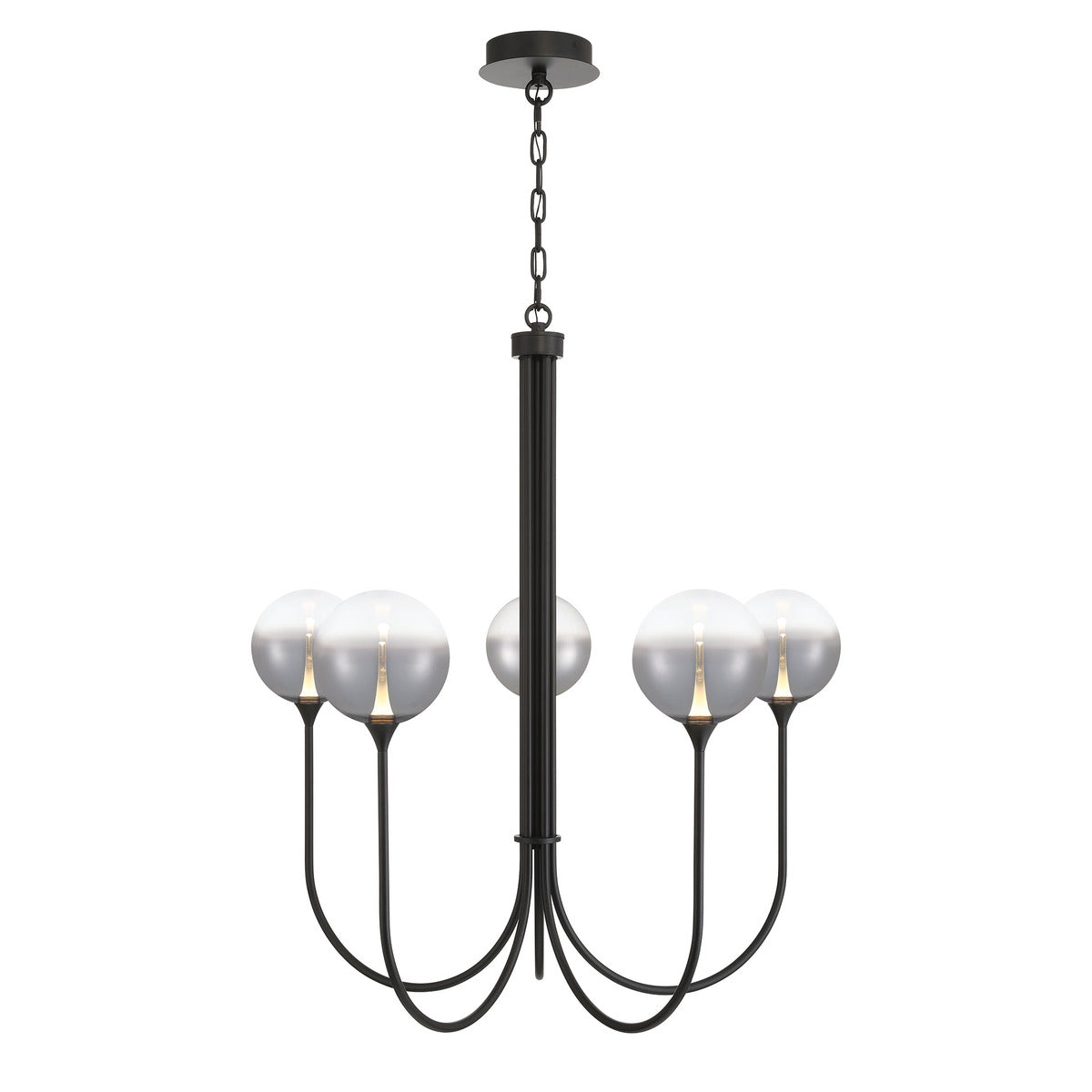 Eurofase Lighting Iissa 34" 5-Light Integrated LED Smoke Glass Shade Matte Black Steel Chandelier