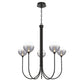 Eurofase Lighting Iissa 34" 5-Light Integrated LED Smoke Glass Shade Matte Black Steel Chandelier