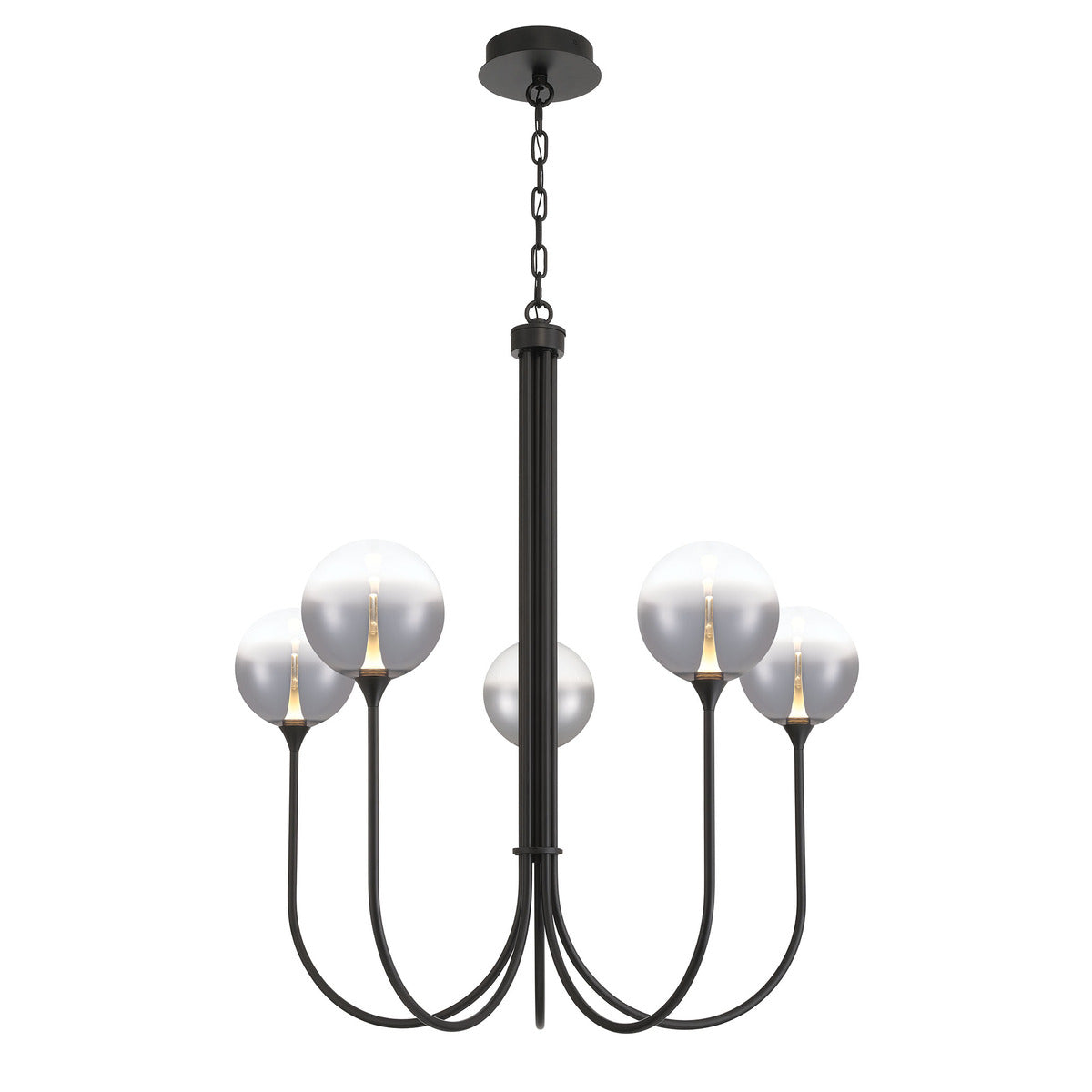 Eurofase Lighting Iissa 34" 5-Light Integrated LED Smoke Glass Shade Matte Black Steel Chandelier