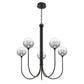 Eurofase Lighting Iissa 34" 5-Light Integrated LED Smoke Glass Shade Matte Black Steel Chandelier