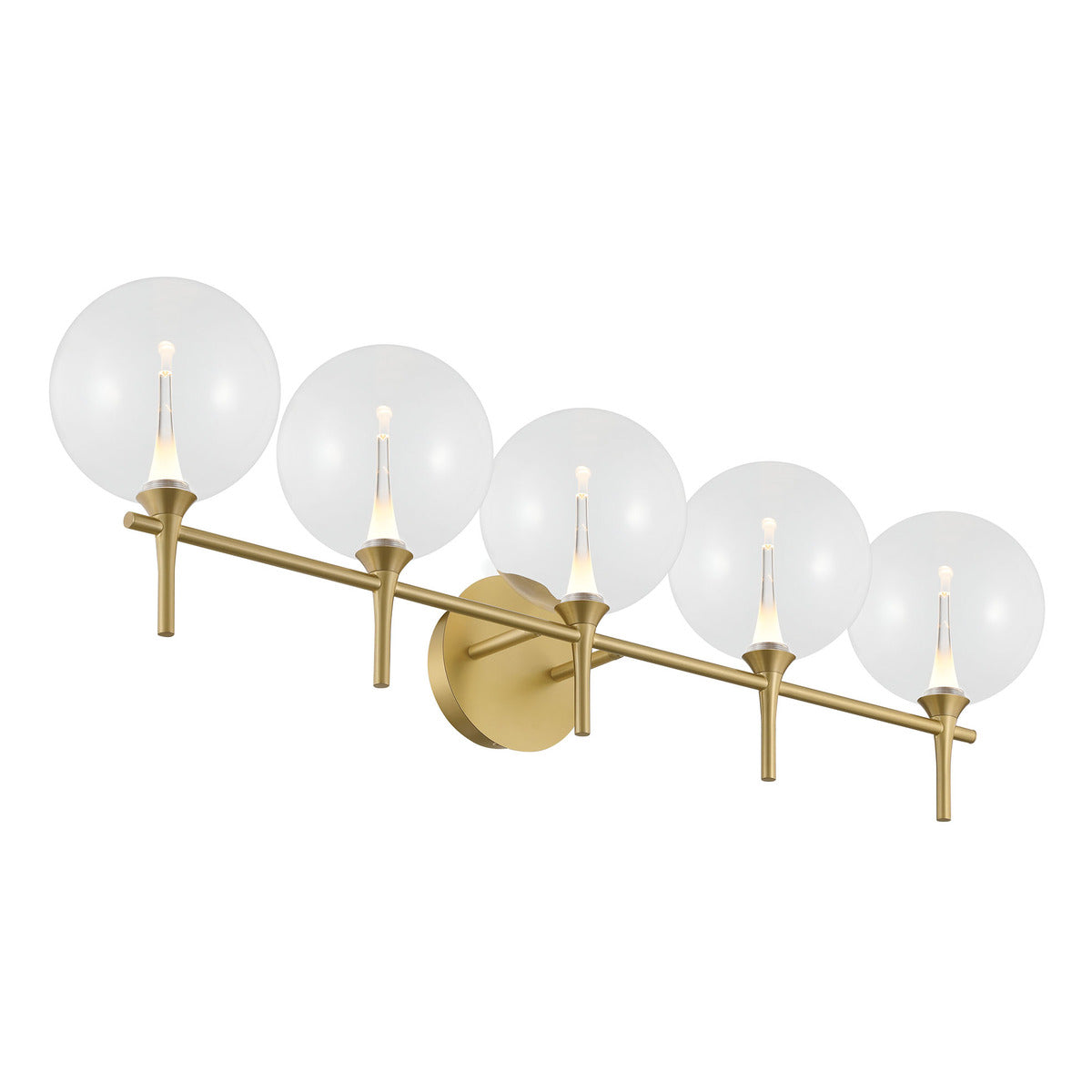 Eurofase Lighting Iissa 35" 5-Light Integrated LED Clear Glass Shade Gold Steel Vanity Light