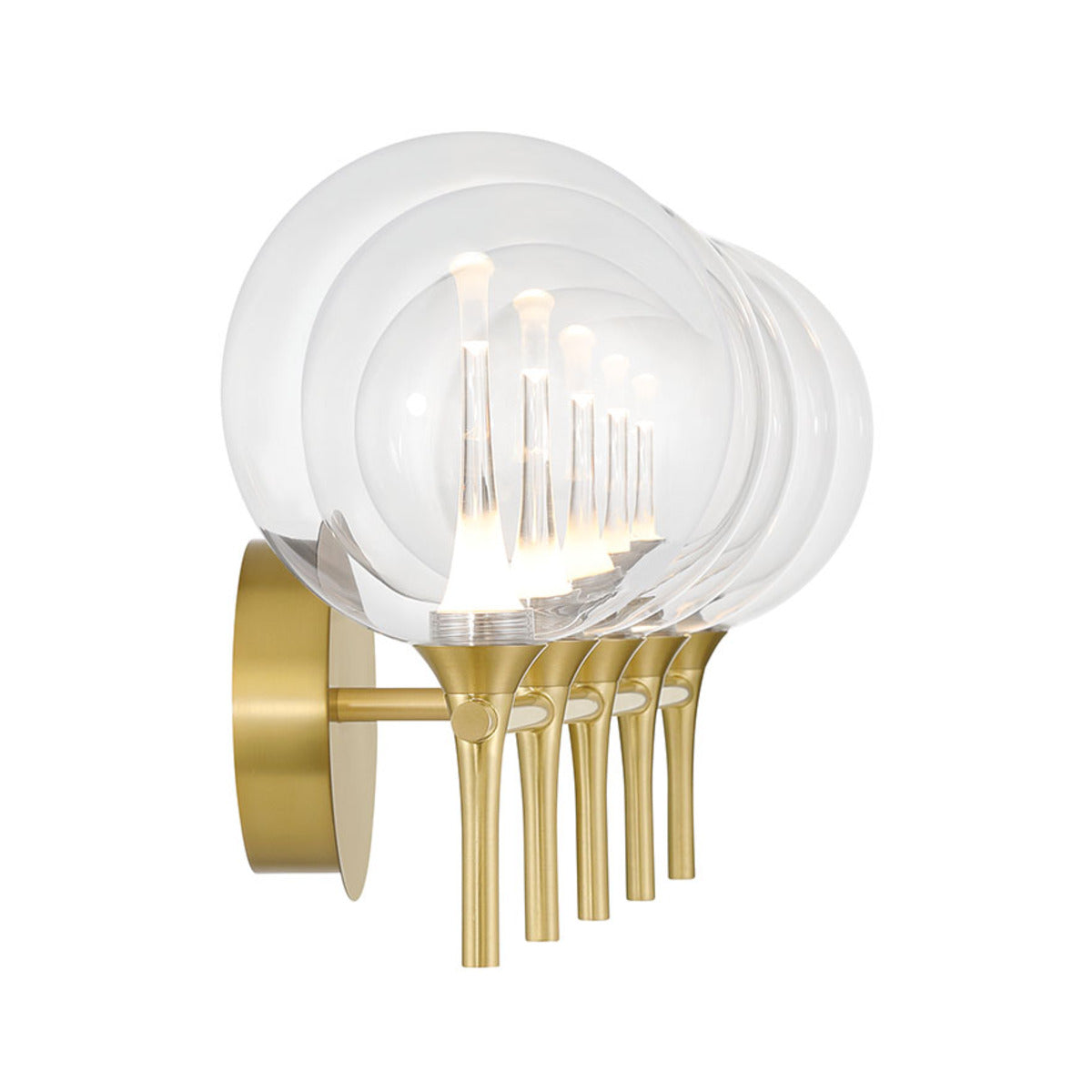 Eurofase Lighting Iissa 35" 5-Light Integrated LED Clear Glass Shade Gold Steel Vanity Light