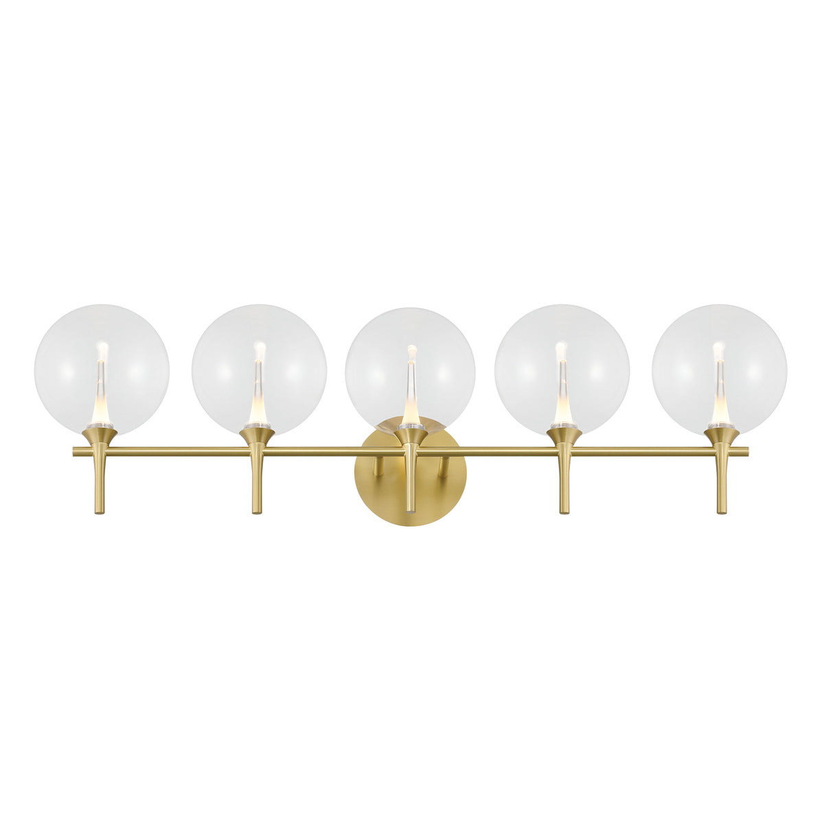 Eurofase Lighting Iissa 35" 5-Light Integrated LED Clear Glass Shade Gold Steel Vanity Light
