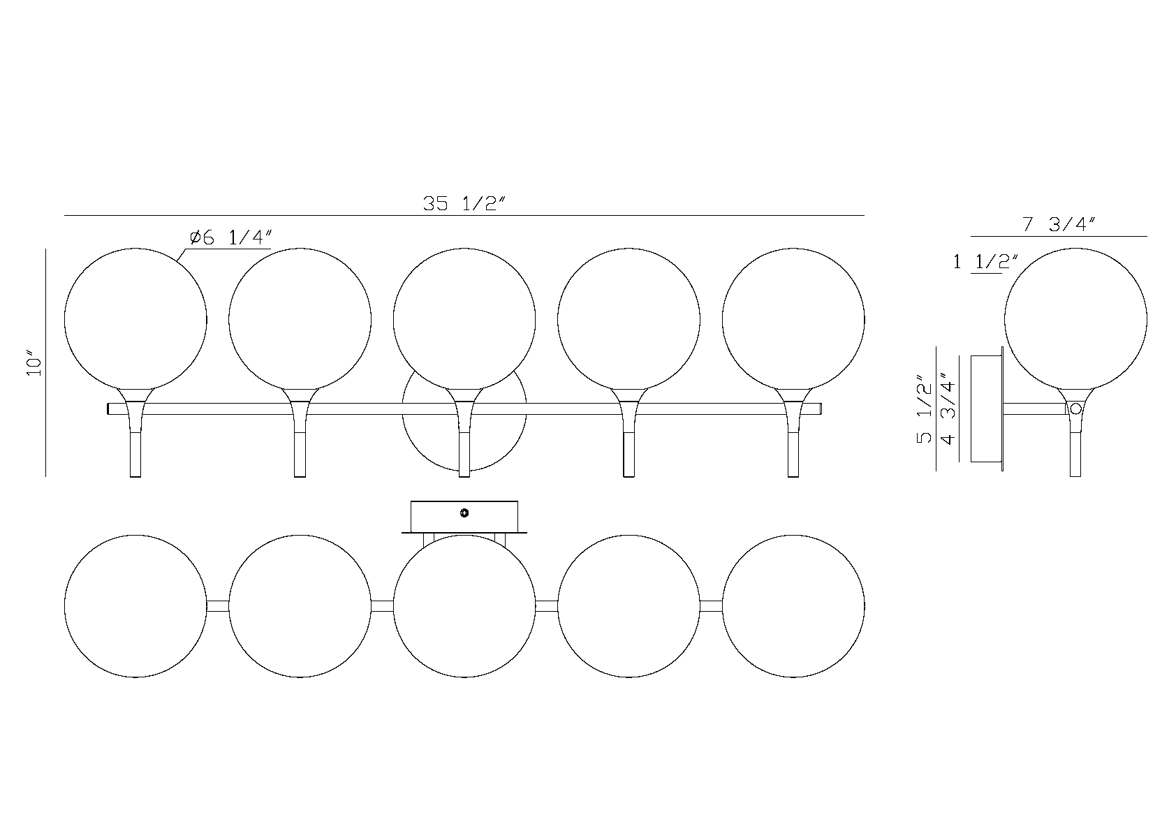 Eurofase Lighting Iissa 35" 5-Light Integrated LED Clear Glass Shade Gold Steel Vanity Light