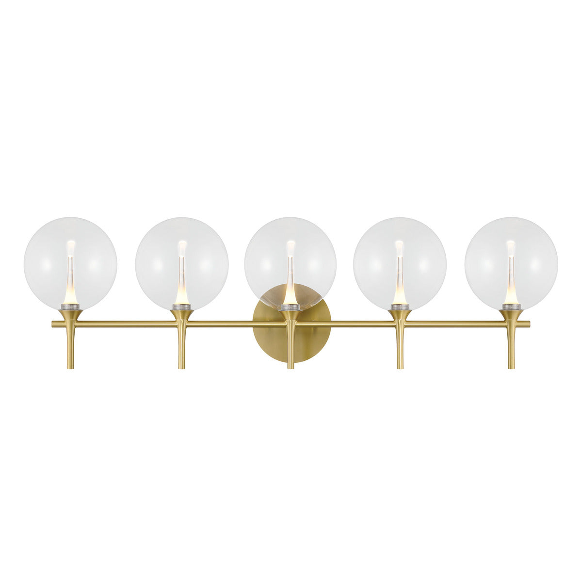 Eurofase Lighting Iissa 35" 5-Light Integrated LED Clear Glass Shade Gold Steel Vanity Light