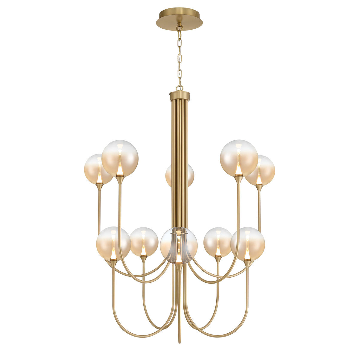 Eurofase Lighting Iissa 40" 10-Light Integrated LED Amber Glass Shade Gold Steel Chandelier