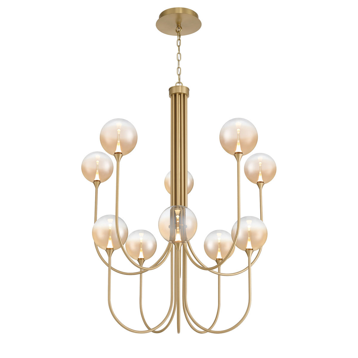 Eurofase Lighting Iissa 40" 10-Light Integrated LED Amber Glass Shade Gold Steel Chandelier