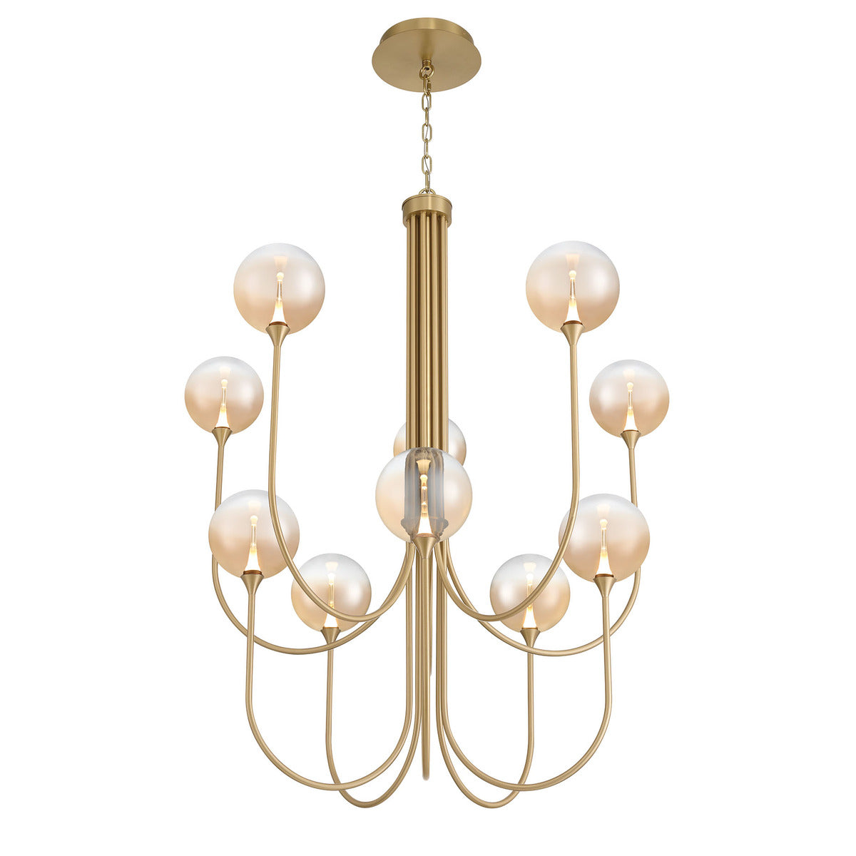 Eurofase Lighting Iissa 40" 10-Light Integrated LED Amber Glass Shade Gold Steel Chandelier