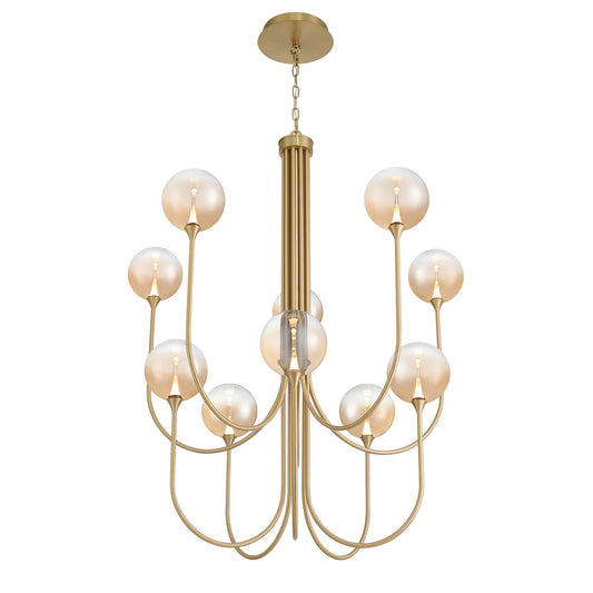 Eurofase Lighting Iissa 40" 10-Light Integrated LED Amber Glass Shade Gold Steel Chandelier