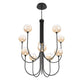 Eurofase Lighting Iissa 40" 10-Light Integrated LED Amber Glass Shade Matte Black Steel Chandelier