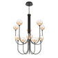 Eurofase Lighting Iissa 40" 10-Light Integrated LED Amber Glass Shade Matte Black Steel Chandelier