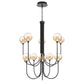 Eurofase Lighting Iissa 40" 10-Light Integrated LED Amber Glass Shade Matte Black Steel Chandelier