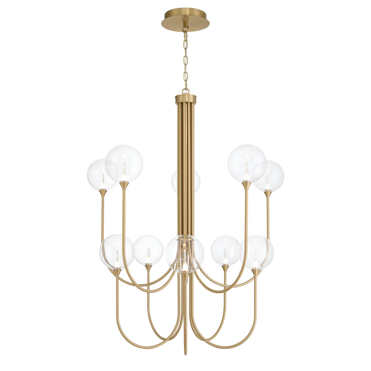 Eurofase Lighting Iissa 40" 10-Light Integrated LED Clear Glass Shade Gold Steel Chandelier