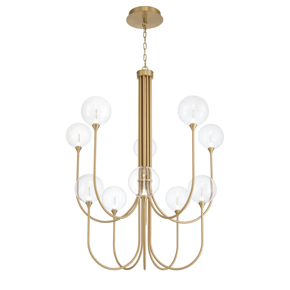 Eurofase Lighting Iissa 40" 10-Light Integrated LED Clear Glass Shade Gold Steel Chandelier