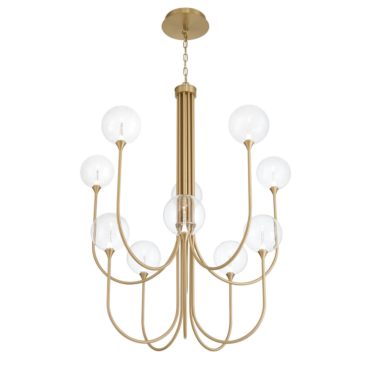 Eurofase Lighting Iissa 40" 10-Light Integrated LED Clear Glass Shade Gold Steel Chandelier