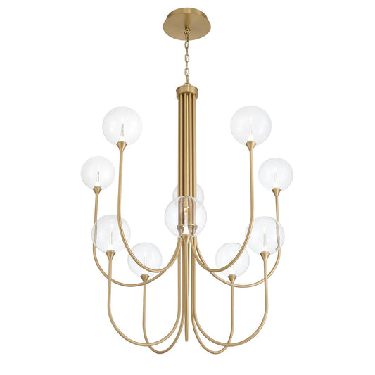 Eurofase Lighting Iissa 40" 10-Light Integrated LED Clear Glass Shade Gold Steel Chandelier