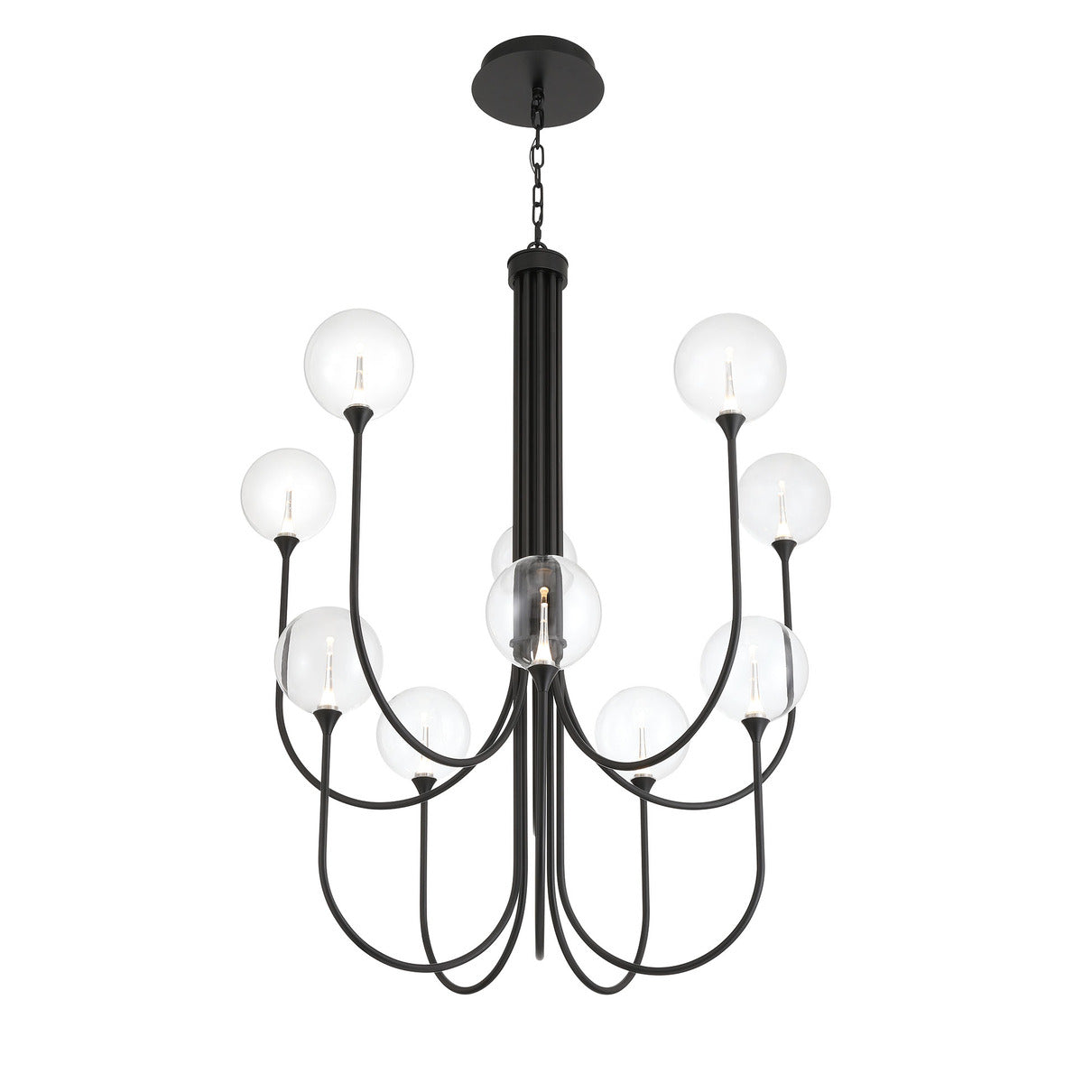 Eurofase Lighting Iissa 40" 10-Light Integrated LED Clear Glass Shade Matte Black Steel Chandelier