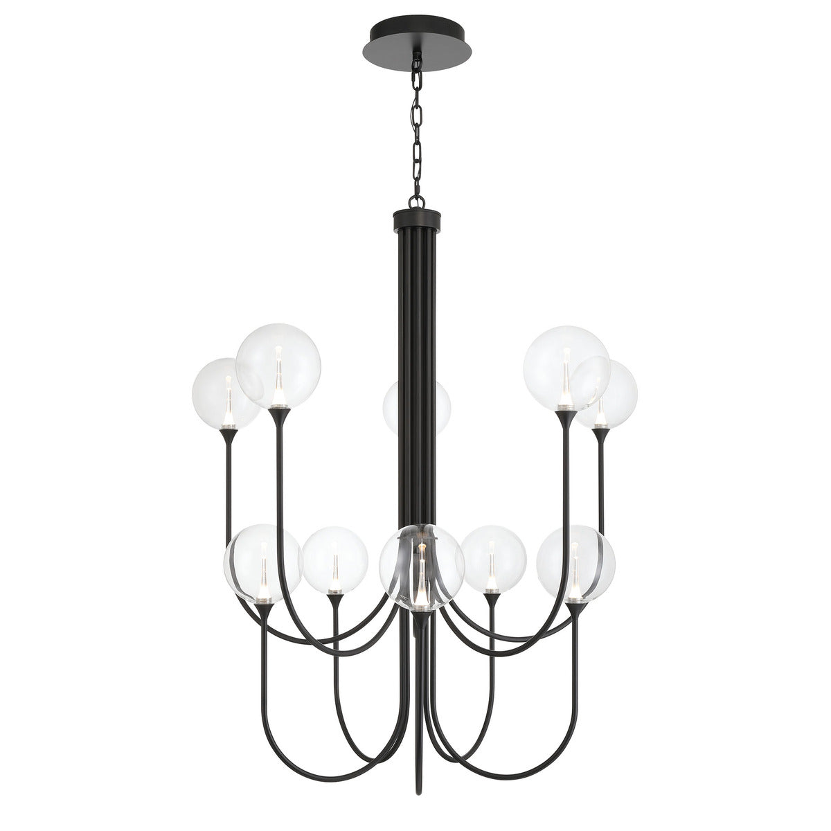 Eurofase Lighting Iissa 40" 10-Light Integrated LED Clear Glass Shade Matte Black Steel Chandelier