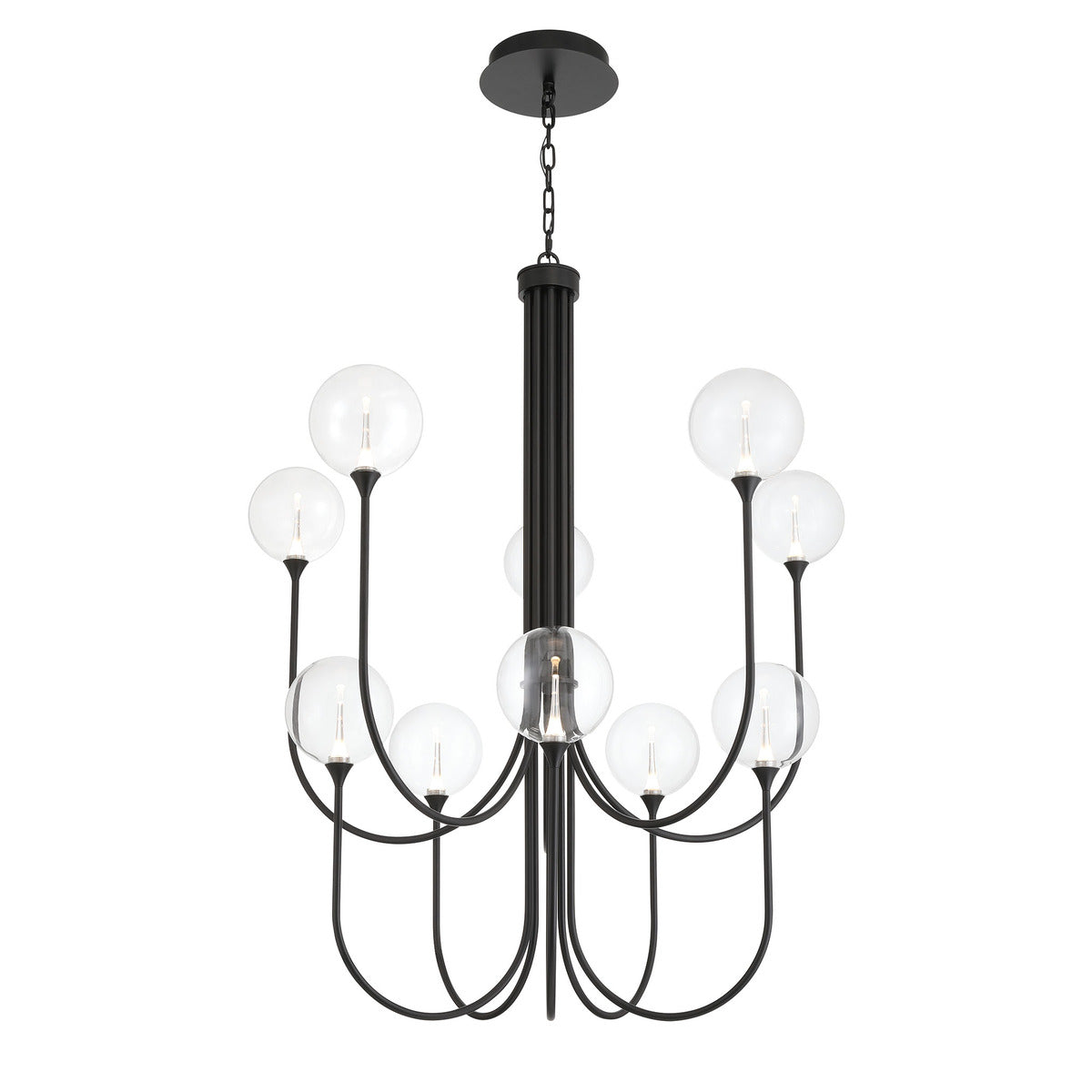 Eurofase Lighting Iissa 40" 10-Light Integrated LED Clear Glass Shade Matte Black Steel Chandelier