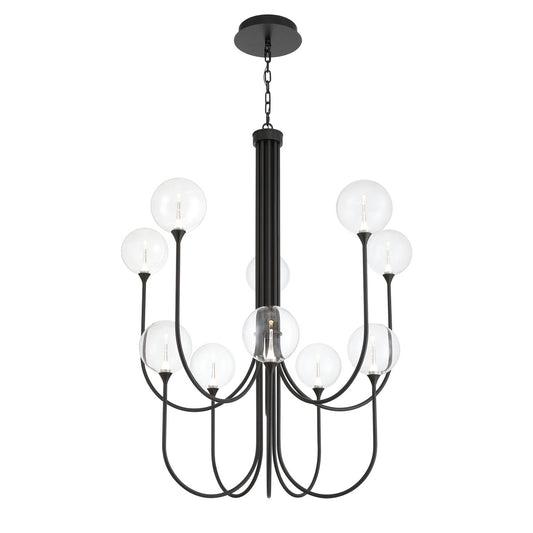 Eurofase Lighting Iissa 40" 10-Light Integrated LED Clear Glass Shade Matte Black Steel Chandelier