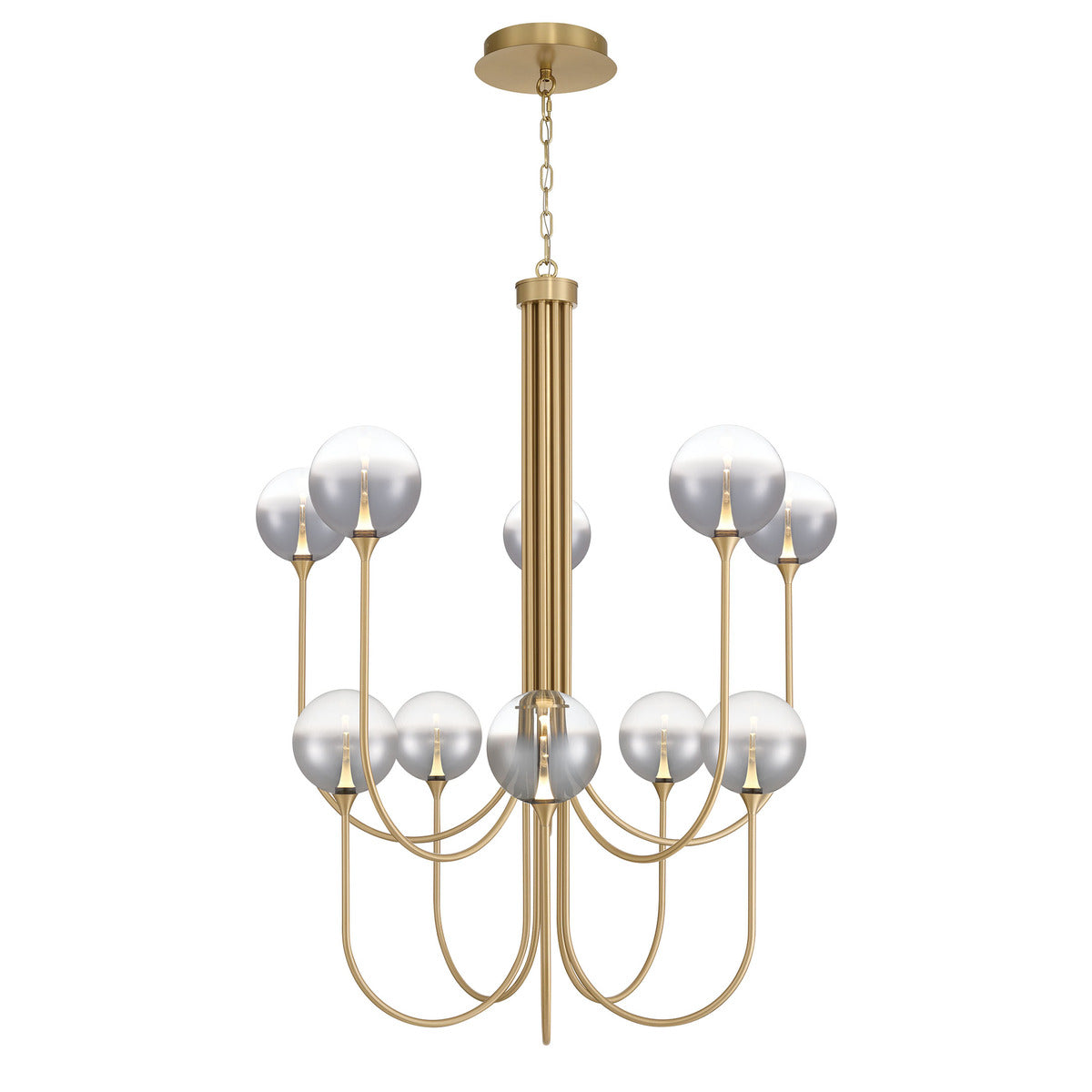 Eurofase Lighting Iissa 40" 10-Light Integrated LED Smoke Glass Shade Gold Steel Chandelier