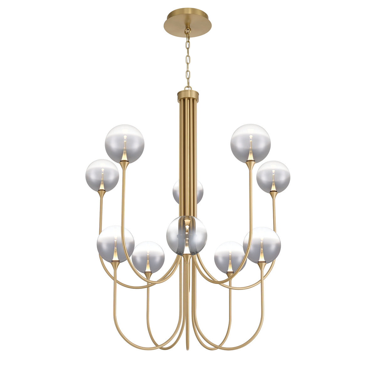 Eurofase Lighting Iissa 40" 10-Light Integrated LED Smoke Glass Shade Gold Steel Chandelier