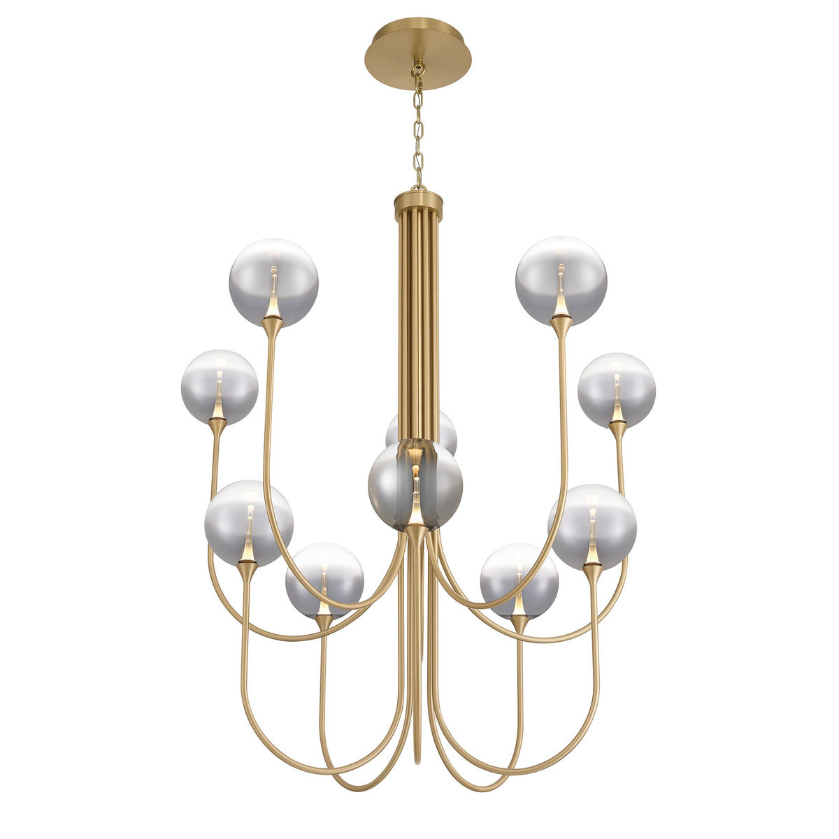 Eurofase Lighting Iissa 40" 10-Light Integrated LED Smoke Glass Shade Gold Steel Chandelier