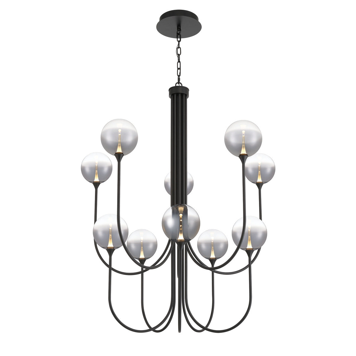 Eurofase Lighting Iissa 40" 10-Light Integrated LED Smoke Glass Shade Matte Black Steel Chandelier