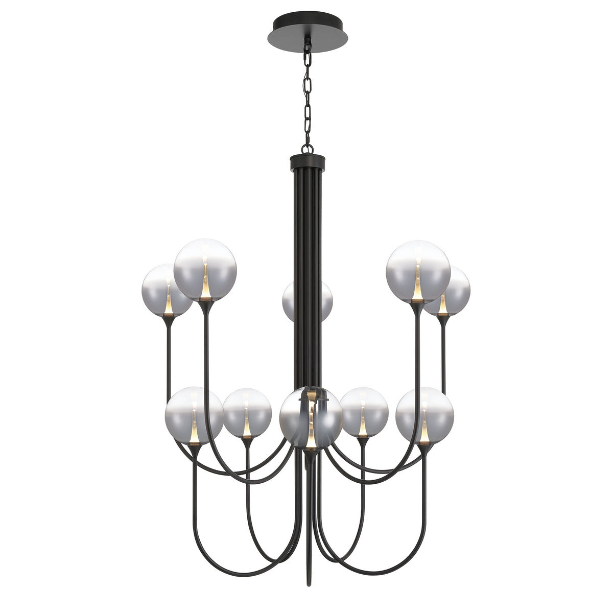 Eurofase Lighting Iissa 40" 10-Light Integrated LED Smoke Glass Shade Matte Black Steel Chandelier