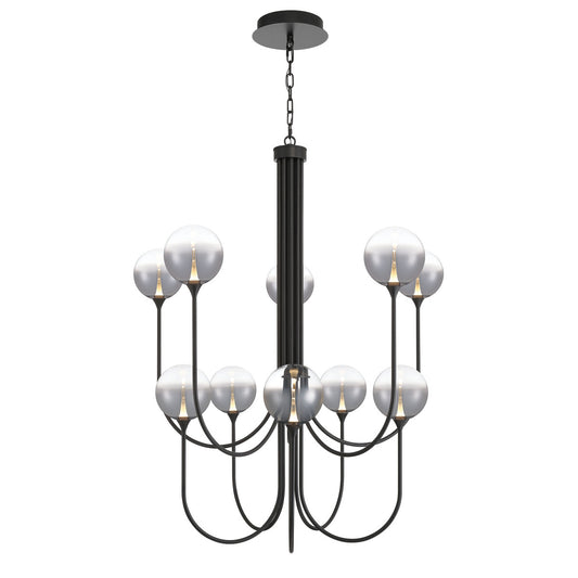 Eurofase Lighting Iissa 40" 10-Light Integrated LED Smoke Glass Shade Matte Black Steel Chandelier