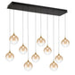 Eurofase Lighting Iissa 47" 10-Light Integrated LED Amber Glass Shade Gold Steel Multi-Drop Chandelier