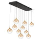 Eurofase Lighting Iissa 47" 10-Light Integrated LED Amber Glass Shade Gold Steel Multi-Drop Chandelier