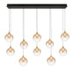 Eurofase Lighting Iissa 47" 10-Light Integrated LED Amber Glass Shade Gold Steel Multi-Drop Chandelier