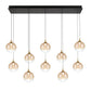 Eurofase Lighting Iissa 47" 10-Light Integrated LED Amber Glass Shade Gold Steel Multi-Drop Chandelier