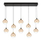 Eurofase Lighting Iissa 47" 10-Light Integrated LED Amber Glass Shade Gold and Black Steel Multi-Drop Chandelier
