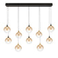 Eurofase Lighting Iissa 47" 10-Light Integrated LED Amber Glass Shade Gold and Black Steel Multi-Drop Chandelier