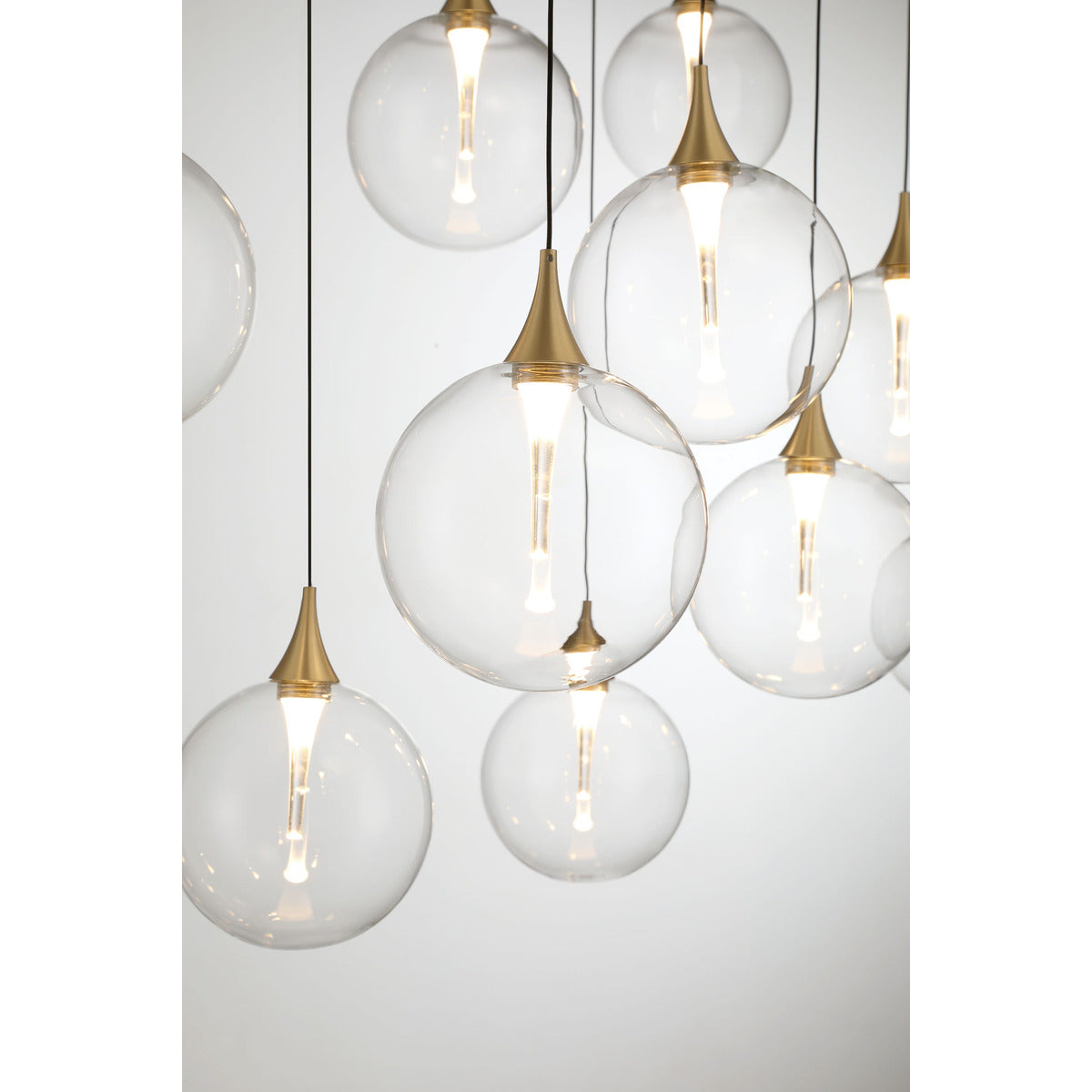 Eurofase Lighting Iissa 47" 10-Light Integrated LED Clear Glass Shade Gold Steel Multi-Drop Chandelier
