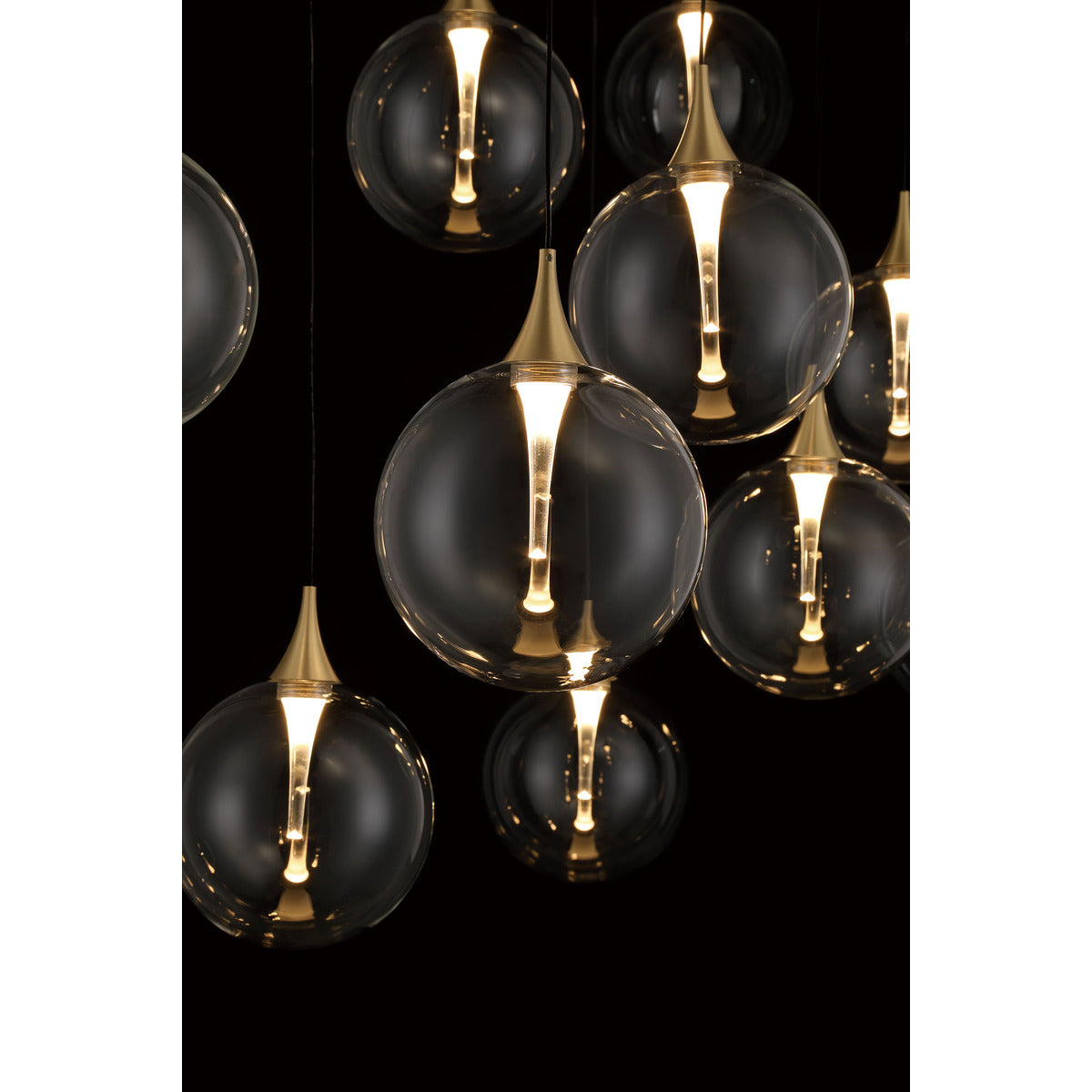 Eurofase Lighting Iissa 47" 10-Light Integrated LED Clear Glass Shade Gold Steel Multi-Drop Chandelier