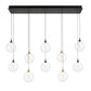 Eurofase Lighting Iissa 47" 10-Light Integrated LED Clear Glass Shade Gold and Black Steel Multi-Drop Chandelier