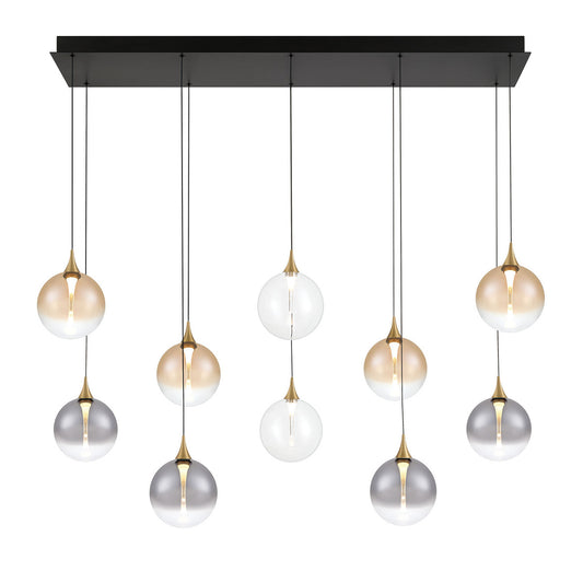 Eurofase Lighting Iissa 47" 10-Light Integrated LED Mixed Glass Shade Gold Steel Multi-Drop Chandelier