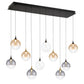 Eurofase Lighting Iissa 47" 10-Light Integrated LED Mixed Glass Shade Gold and Black Steel Multi-Drop Chandelier