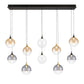 Eurofase Lighting Iissa 47" 10-Light Integrated LED Mixed Glass Shade Gold and Black Steel Multi-Drop Chandelier