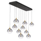 Eurofase Lighting Iissa 47" 10-Light Integrated LED Smoke Glass Shade Gold Steel Multi-Drop Chandelier