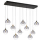 Eurofase Lighting Iissa 47" 10-Light Integrated LED Smoke Glass Shade Gold and Black Steel Multi-Drop Chandelier